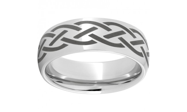 Serinium Domed Band with a Braid Laser Engraving