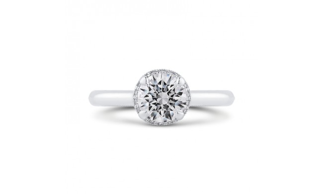 Shah Luxury 14K White Gold Round Diamond Engagement Ring (Semi-Mount)