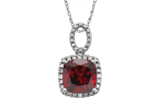 14K White Mozambique Garnet & .03 CTW Diamond 18 Necklace