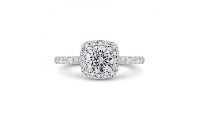 Shah Luxury 14K White Gold Round Cut Diamond Halo Engagement Ring (Semi-Mount)