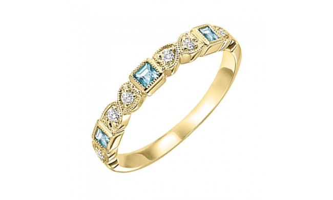 Gems One 10Kt Yellow Gold Diamond (1/10Ctw) & Blue Topaz (1/4 Ctw) Ring