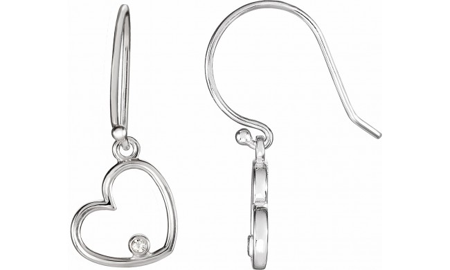 14K White .03 CTW Diamond Heart Earrings