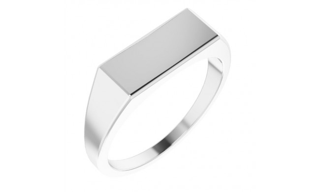 14K White 15x7 mm Rectangle Signet Ring