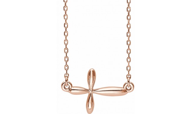 14K Rose Sideways Cross 16-18 Necklace