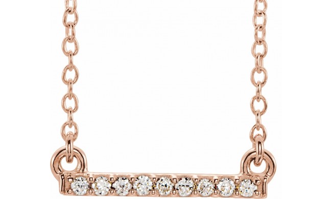 14K Rose .07 CTW Petite Diamond Bar 16-18 Necklace