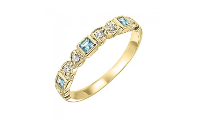 Gems One 10Kt Yellow Gold Diamond (1/10Ctw) & Aquamarine (1/6 Ctw) Ring