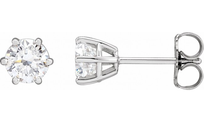 14K White 5 mm I1 1 CTW Diamond 6-Prong Wire Basket Earrings
