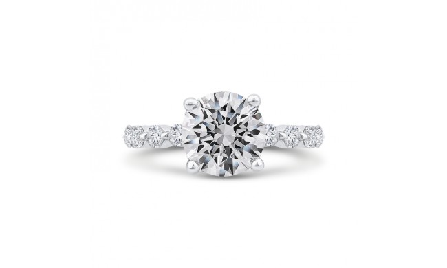 Shah Luxury Round Cut Diamond Floral Engagement Ring In 14K White Gold (Semi-Mount)