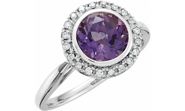 14K White Amethyst & 1/8 CTW Diamond Ring