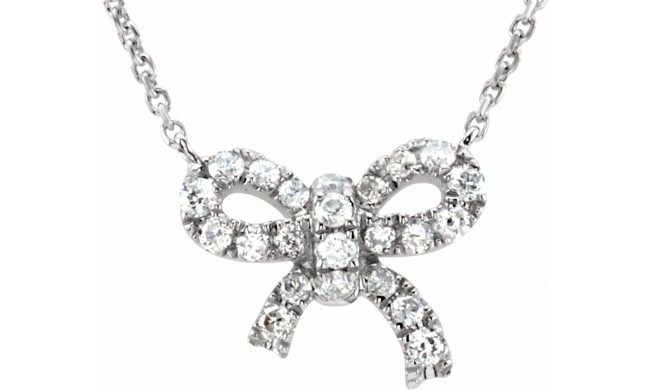 14K White 1/6 CTW Diamond Bow 18 Necklace