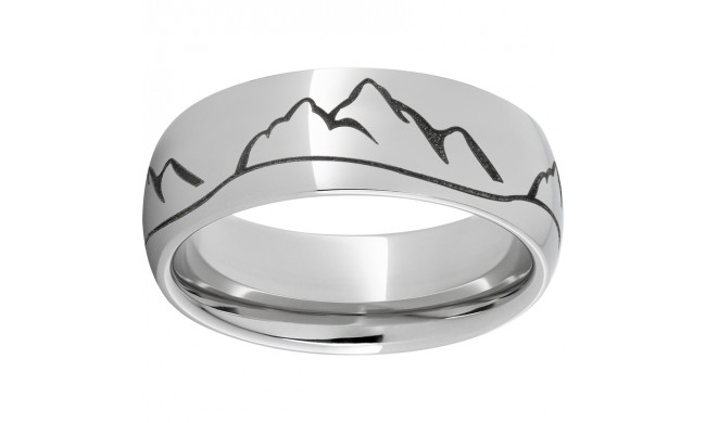 Serinium Domed Band with Mountain Range Laser Engraving