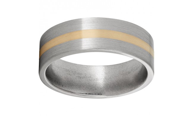 Titanium Flat Band with a 2mm 14K Yellow Gold Inlay and Satin Finish