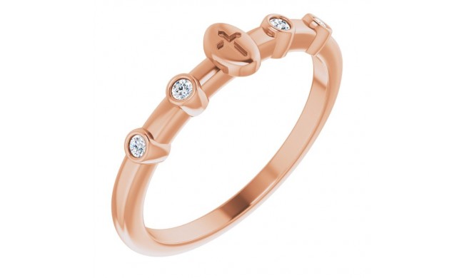 14K Rose .06 CTW Diamond Stackable Cross Ring