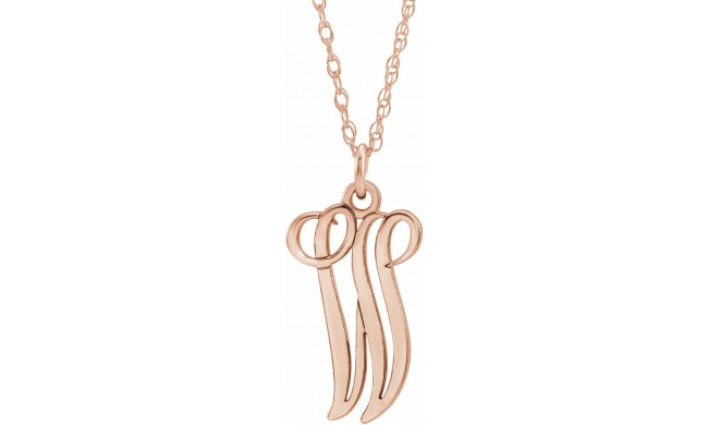 14K Rose Script Initial W 16-18 Necklace