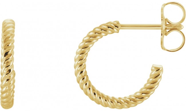 14K Yellow 12 mm Rope Hoop Earrings