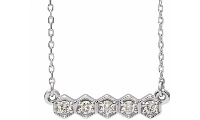 14K White 1/5 CTW Diamond Bar 16-18 Necklace