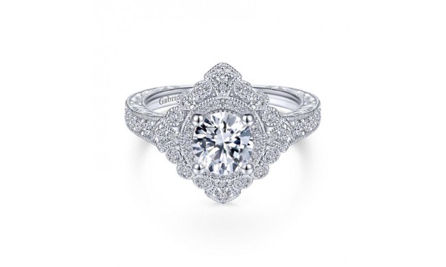 Gabriel & Co. 14k White Gold Art Deco Halo Engagement Ring