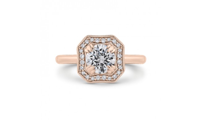 Shah Luxury 14K Rose Gold Round Diamond Halo Engagement Ring with Euro Shank (Semi-Mount)