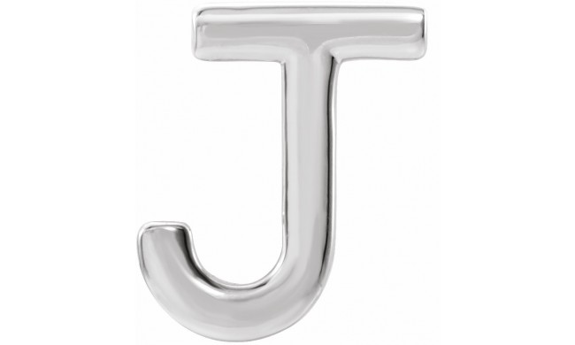 14K White Single Initial J Earring