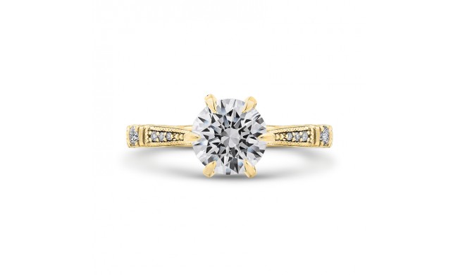 Shah Luxury 14K Yellow Gold Round Cut Diamond Engagement Ring (Semi-Mount)