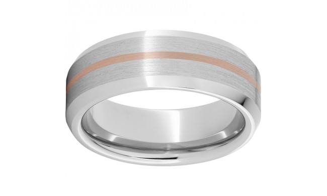 Serinium Beveled Edge Band with a 1mm 14K Rose Gold Inlay
