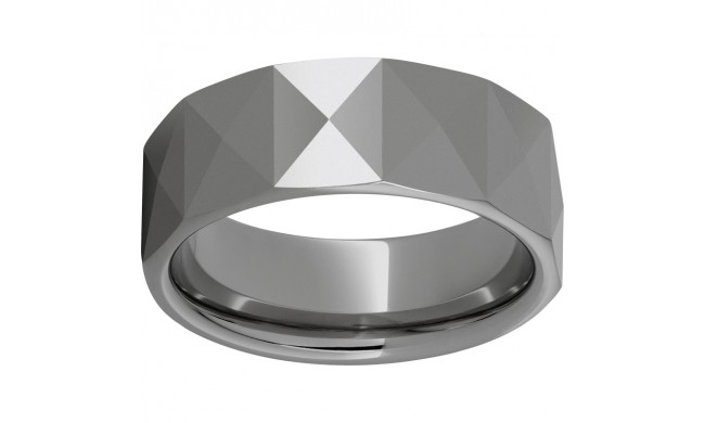 Rugged Tungsten  8mm Triangle Faceted Polished Band