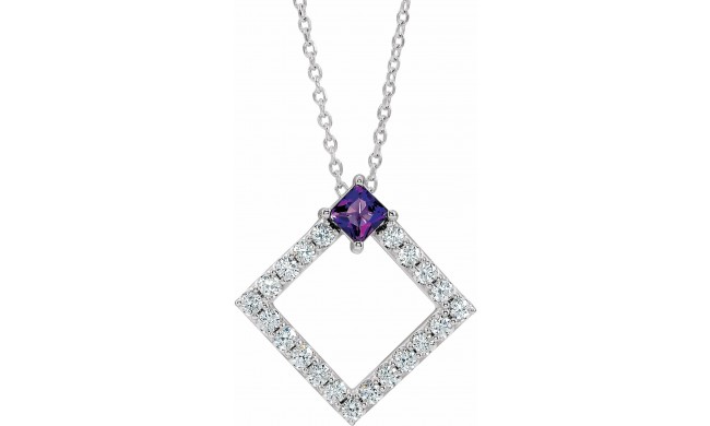 14K White Amethyst & 3/8 CTW Diamond 16-18 Necklace