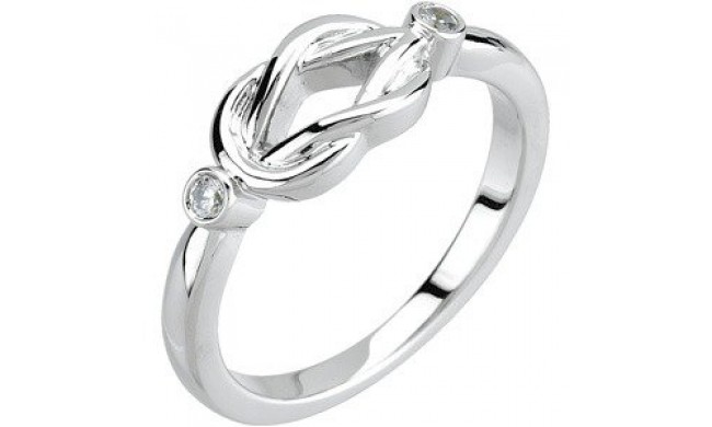 14K White .06 CTW Diamond Knot Ring
