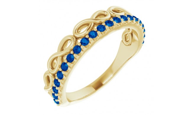 14K Yellow Blue Sapphire Infinity-Inspired Stackable Ring