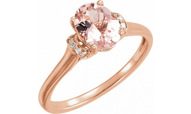 14K Rose Morganite & .05 CTW Diamond Ring