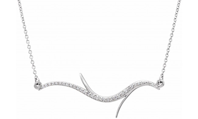 14K White 1/8 CTW Diamond Freeform Bar 18 Necklace