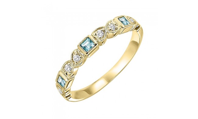 Gems One 14Kt Yellow Gold Diamond (1/12Ctw) & Aquamarine (1/8 Ctw) Ring