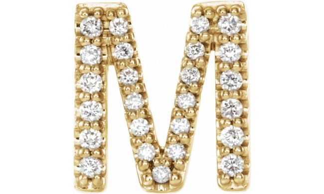 14K Yellow .08 CTW Diamond Single Initial M Earring