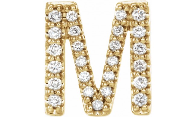 14K Yellow .08 CTW Diamond Single Initial M Earring