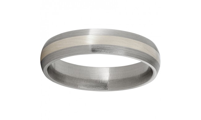 Titanium Domed Band with a 2mm Sterling Silver Inlay and Satin Finish
