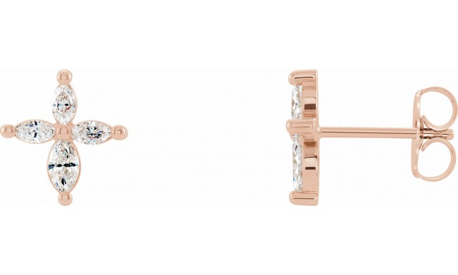 14K Rose 1/3 CTW Diamond Cross Earrings