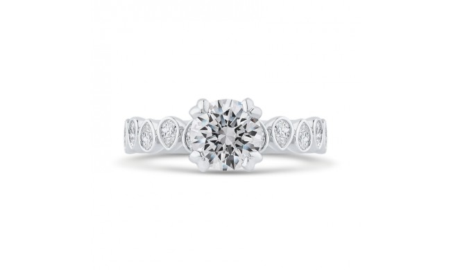 Shah Luxury 14K White Gold Round Cut Diamond Engagement Ring (Semi-Mount)