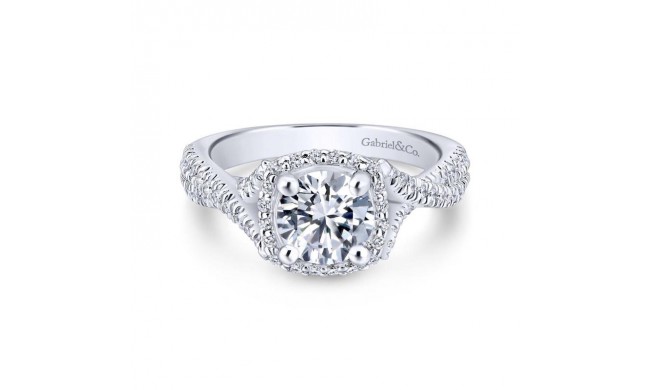 Gabriel & Co. 14k White Gold Rosette Halo Engagement Ring