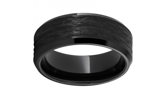 Black Diamond Ceramic Beveled Edge Band with Bark Finish