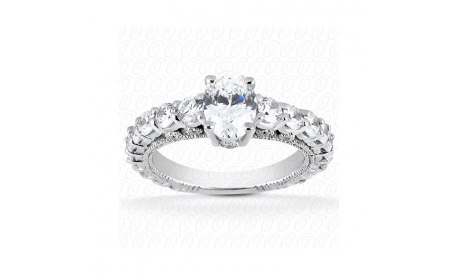 14k White Gold Diamond Semi-Mount Fancy Engagement Ring