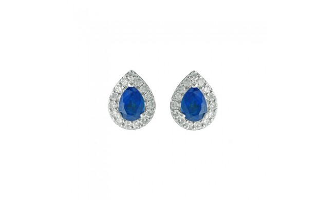 Gems One 10Kt White Gold Diamond (1/8Ctw) & Sapphire (3/8 Ctw) Earring