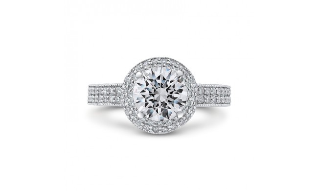 Shah Luxury Round Cut Diamond Engagement Ring In 14K White Gold (Semi-Mount)