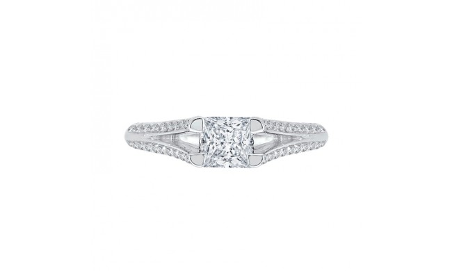 Shah Luxury 14K White Gold Princess Diamond Engagement Ring with Split Shank (Semi-Mount)