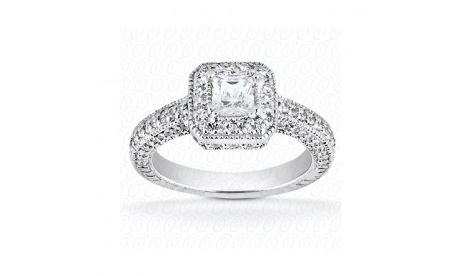 14k White Gold Diamond Semi-Mount Halo Engagement Ring