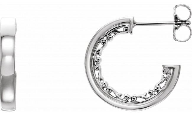 Platinum 16x2.6 mm Vintage-Inspired Hoop Earrings