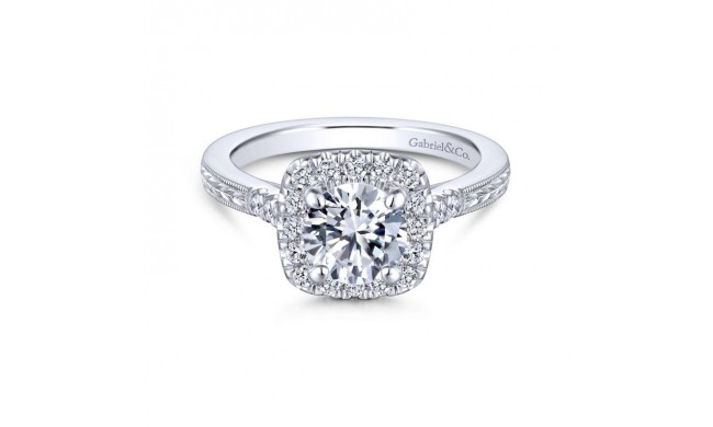 Gabriel & Co. 14k White Gold Victorian Halo Engagement Ring