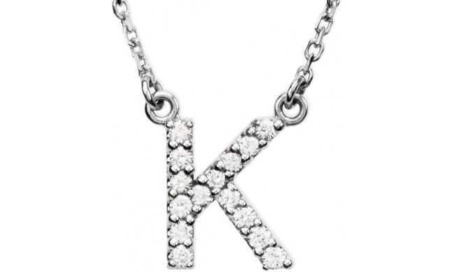 14K White Initial K 1/8 CTW Diamond 16 Necklace