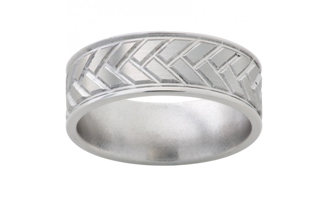 Titanium Rounded Edge Band with Milled Woven Pattern and Satin Finish