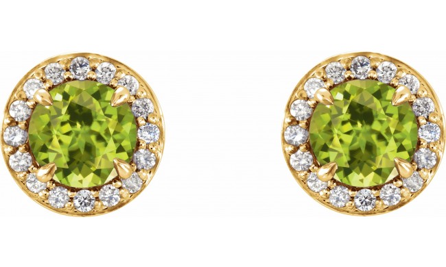 14K Yellow 5 mm Round Peridot & 1/8 CTW Diamond Earrings