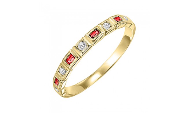 Gems One 10Kt Yellow Gold Diamond (1/10Ctw) & Ruby (1/8 Ctw) Ring